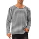 thumbnail image 1 of Camiseta de rayas INSPIRE CHIC para hombre, cuello redondo, de manga larga, básica, color negro y blanco, 1 of 6