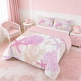 thumbnail image 3 of Manfei Simple Pink Starfish Coral Seashell Queen Comforter Set for Girls, Coastal Bedding Comforter Set, Pink Reversible 3pcs, 1 Comforter and 2 Pillowcases, 3 of 6