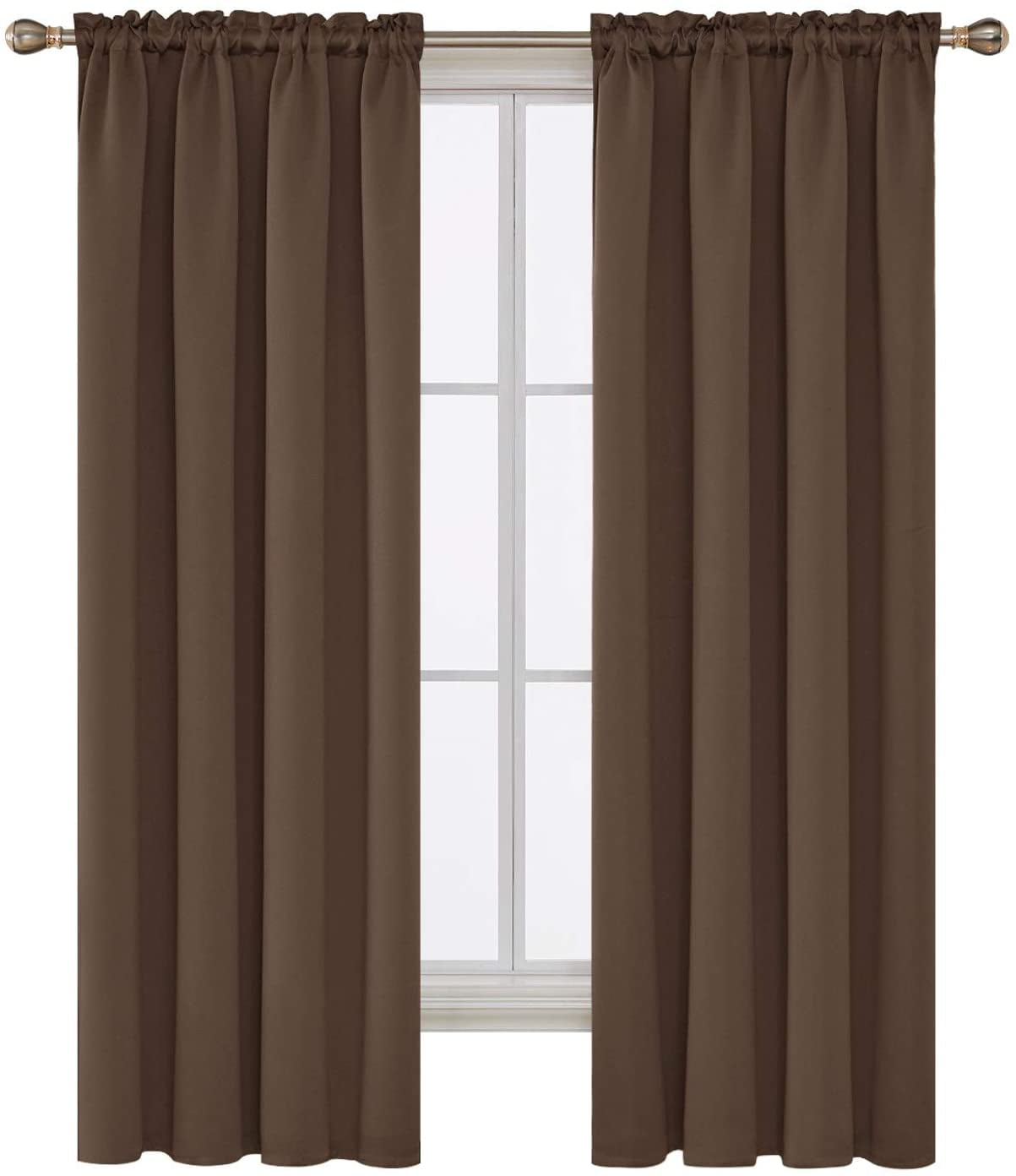 Deconovo Brown Blackout Curtains Rod Pocket Curtain Panels Room