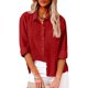 thumbnail image 2 of Camisa Suelta de Color Sólido SCZ Con Botones de Manga Larga Para Mujer Rojo Talla M, 2 of 7