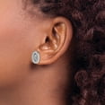 thumbnail image 3 of Sterling Silver Rhodium-Plated Enamel Glitter Fabric With Cz Oval Post Earring (12.8 X 9.1) Made In India qe13285, 3 of 5