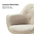 thumbnail image 5 of Velvet Tufted Office Chair Upholstered Swivel Modern Adjustable Armchair Metal Base Home Bedroom Tan, 5 of 7