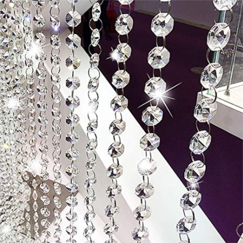 1 yard crystal glass 6x8mm teardrop prisms bead chain strand for chandelier lamp 