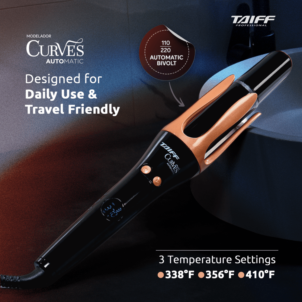 Taiff Automatic Curling Iron 1.25" Rotating Barrel with Ion Technology | Hair Curler & Rotating Curling Iron | PTC Fast Heating - 3 Heat Settings 340°F–410°F | Dual Voltage | Frizz-Free Curls