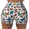 thumbnail image 2 of Goofa Colorful Flying Butterflies Printed Workout Shorts Women Seamless Scrunch Butt Lifting High Waisted Gym Booty Shorts Elastic Workout Shorts-Large, 2 of 8