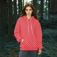 thumbnail image 5 of Women's Polka Dot Print Drawstring Hooded Sweatshirt with Pocket, Soft Breathable Long Sleeve Casual Pullover for Spring Autumn Streetwear, Beach Vacations and Daily Fashion Red XL, 5 of 6
