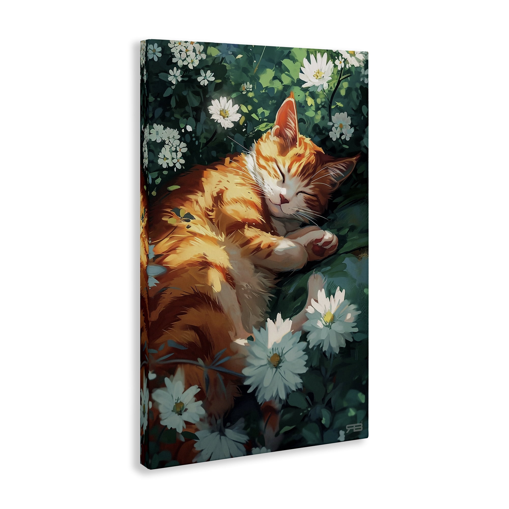 Stupell Industries Cat Sleeping in Meadow Animals & Insects Painting Gallery Wrapped Canvas Art Print Wall Art, 30 x 45