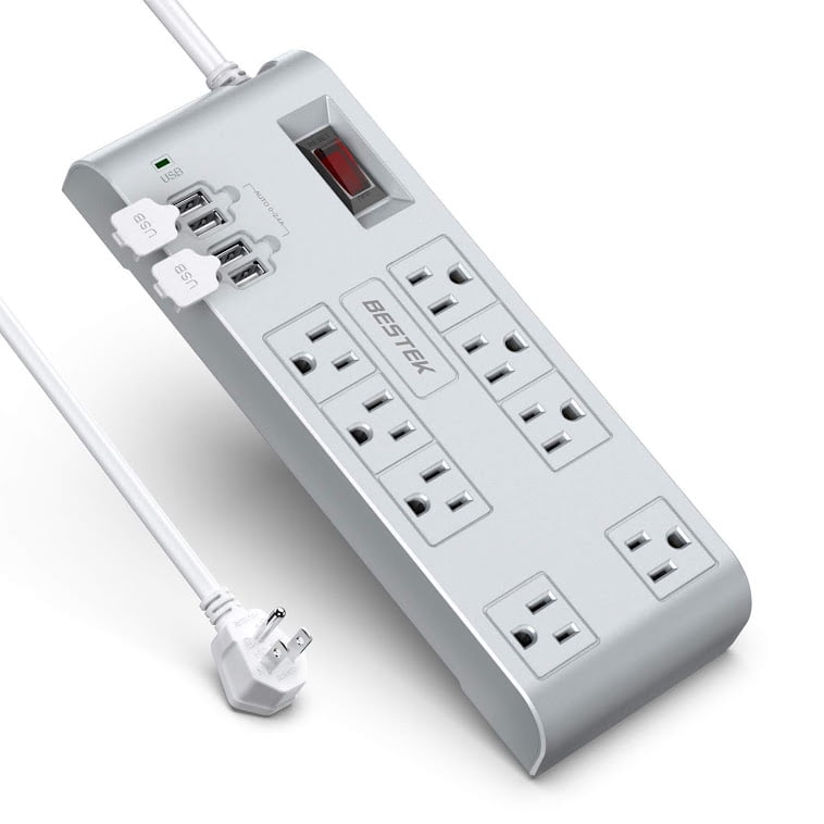 6 Outlet Heavy Duty Metal Power Strip Surge Protector with 6 Foot Extension Cord