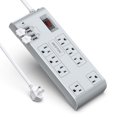 thumbnail image 1 of BESTEK 8 Sorties Parafoudre Bande d'Alimentation avec 4 Ports de Charge USB et 6-Pied Rallonge Robuste, 600 Joules, FCC ETL Énuméré, 1 of 8