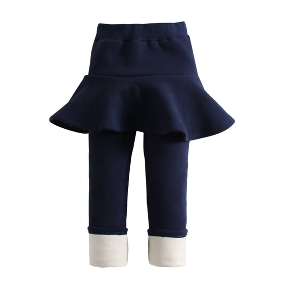 URMAGIC Girls Fleece Lined Leggings with Ruffle Skirt Winter Skirted Leggings Kids Skinny Stretch Ankle Length Pantskirt