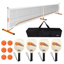 GSE Games & Sports Expert Professional Portable Pickleball Complete Net Set with Pickleball Net,4 Pickleball Paddles,6 Pickleballs,Carrying Bag for Clubs,Outdoor - Orange