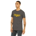 thumbnail image 2 of Daxton Adult Unisex Tshirt Michigan Script with Vertical on the Back, Charcoal Gold, S, 2 of 3