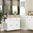 Roller Rack Small Kitchen Island on Wheels, Rolling Cart with Rubberwood Top, Spice Rack ...