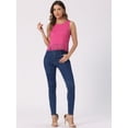 thumbnail image 4 of DARING DIVA Women's Ribbed Knit Tank Crew Neck Crop Tassel Trim Vest L Hot Pink, 4 of 6