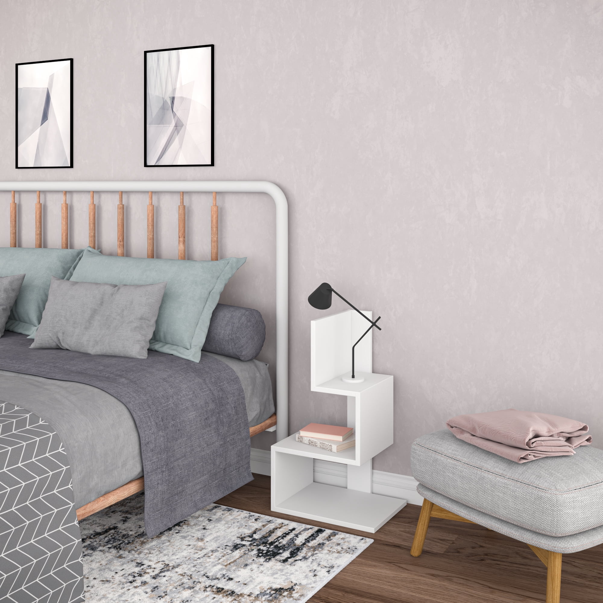 Ada Home Decor Furniture White 3 Tier Nowell Nightstand