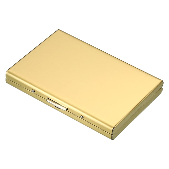 Titular de tarjeta de crédito RFID Uxcell, billetera de metal, titular de tarjetas de visita de acero inoxidable para mujeres y hombres, tono dorado