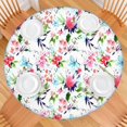 thumbnail image 2 of Pioneer Flower Floral Print Pattern Round Fitted Tablecloth with Elastic Edge,Dining Table Cover Waterproof,Outdoor Round Tablecloth for Camping,Dining,Indoor and Outdoor, 2 of 7