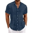 thumbnail image 7 of Tauxra Men's Checkered Button Down Shirt, Short Sleeve Casual Lapel Top, Modern Slim with Chest Pocket, Versatile for Business, Work, Date, Vacation, Breathable and Wrinkle, 7 of 7