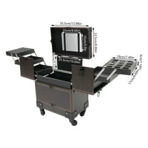 Rectangular Rolling Makeup Train Case Trolley Cosmetic Organizer Box with Mirror