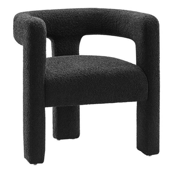 Pemberly Row Upholstered Modern Boucle Fabric Armchair in Black