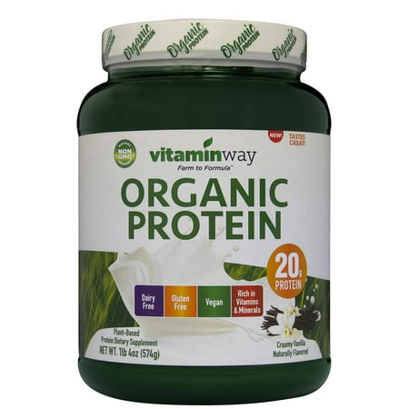 Vitamin Way Organic Plant Based Protein, Vanilla, 20g Protein, 1.3 Lb