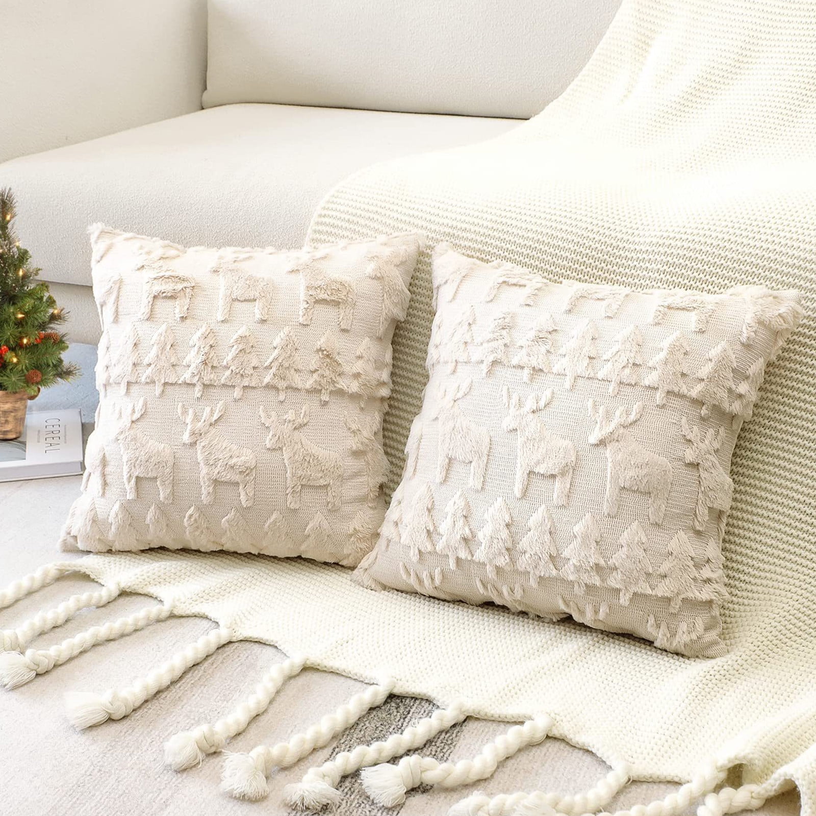 Housse De Coussin Noël, Pomme De Pin Et Fleur De Houx Rouge, Housse De Coussin Floral Joyeux D'hiver, Décoration De Noël, Toutes Les Tailles - France