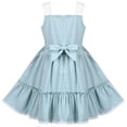 thumbnail image 2 of Sunny Fashion Girls Dress Blue Plaid 1950s Retro Strap Sleeveless Princess Casual 6 Years, 2 of 5
