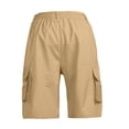 thumbnail image 4 of Mens Cargo Shorts Casual Elastic Waist Twill Work Shorts Relaxed Fit Hiking Short Pants with Pockets Khaki 3XL, 4 of 5