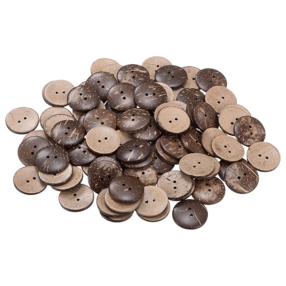 Uxcell 100pcs Sewing Button 1-1/8"(28mm) 2 Holes Wooden Round Craft Replacement Buttons, Brown
