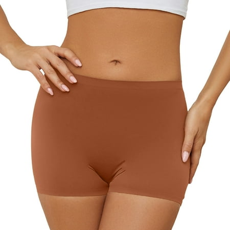 GHSOHS Womens Underwear Thongs No Show Thong Womens Nylon Panties Women High Waist Solid Short Pants Comfortable Women s Bottoming Briefs Cotton Crotch Seamless Underwear Coffee Panty Underwear  L