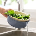 thumbnail image 4 of Kitchen Colander Bowl Set, Household Plastic Cleaning Bowl and Strainer, Detachable Drain Basin and Fruit and Vegetable Cleaning and Washing Mixing Basket, 2-in-1 Design Easy Storage, Blue, 4 of 7