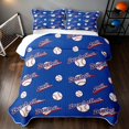 thumbnail image 2 of Manfei Sports Quilt King, Baseball Game King Coverlet Set, Royal Blue Red, Navy Reversible 3-Piece, 1 Bedspread and 2 Pillowcases, 2 of 7