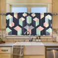 thumbnail image 2 of Yayeee Kitchen Curtains Set of 2 Light Filtering 57"x24" Over Sink Window Panels, Black Cubes, 2 of 7