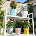 thumbnail image 4 of HomelyJoy Modern Geometric Plastic Planter, 14.5x5 Inch Pink Nordic Style Flower Pot with Drainage Holes for Window Sill Desktop Patio Garden, No Tray, 4 of 7
