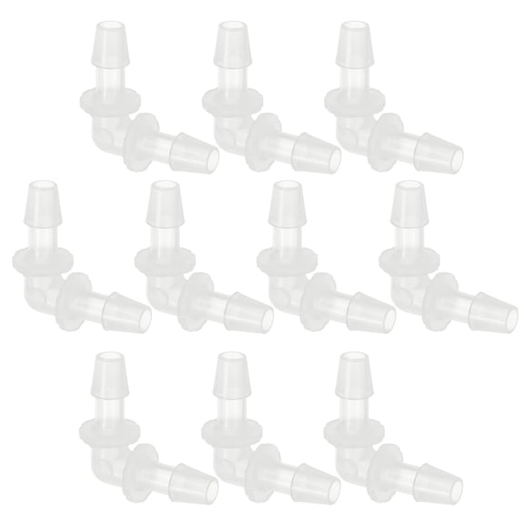 Uxcell 1/4" Plastic Hose Barb 90 Degree Elbow 10 Pack Barb Fittings 2 Way Equal Barbed Joint Splicer Mender Adapter Union Adapter