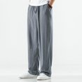 thumbnail image 2 of Men Pants Loose Straight Elastic Waist Casual Loose Lounge Trousers Solid Color, 2 of 8
