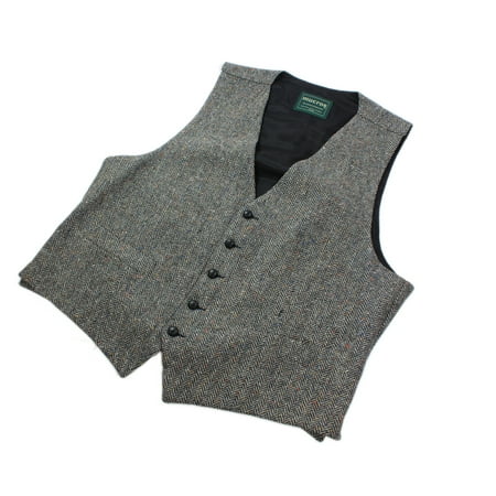 grey men's full back wool tweed vest from ireland