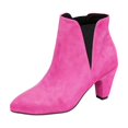 thumbnail image 2 of NexTorq Women's Pointed Toe Suede Chelsea Ankle Boots Cone Mid Heel Pull-On Short Boots for Fall Winter Office Dress Outfits and Everyday Casual Weekend Wear All Day Comfort Hot Pink US-8 (EU-41), 2 of 5