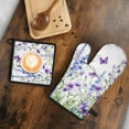 thumbnail image 5 of Watercolor Flowers and Butterflies Kitchen Oven Mitt and Pot Holder Sets 2 Pcs for Baking, Cooking and Grilling, Heat Resistant Up To 392 °F, 5 of 7