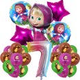 thumbnail image 3 of Decoraciones para fiestas de cumpleaños con temática de niña y oso, suministros para fiestas de dibujos animados, globos, juegos de vajilla desechable para niños y niñas, taza de regalo, 3 of 5