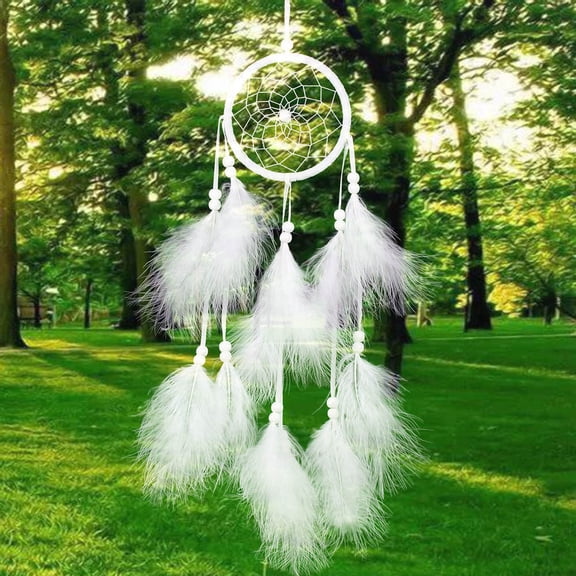 XMMSWDLA Dream Catcher , Hand Made Cute Dream Catchers for Wall Window Bookshelf Hanging Decoration Blessing Gift with Tassel Ribbon Natural Feathers