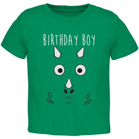 Birthday Boy Cartoon Cute Dragon Face Toddler T Shirt Kelly Green 4T