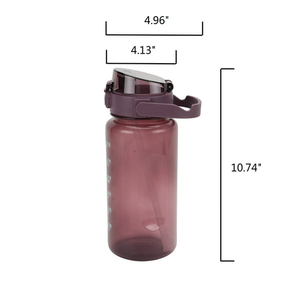 Mainstays 48 oz Purple Plastic Water Bottle with Handle and Built