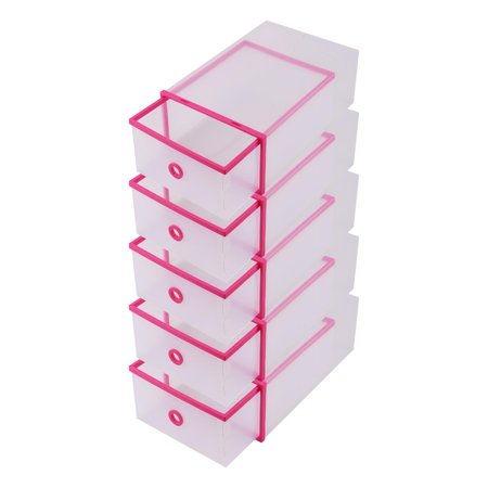 5pcs Rectangular Clear Plastic Shoe Box Transparent Drawer Case