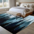 thumbnail image 4 of 6'x9' Area Rugs, Forest Turquoise Indoor Outdoor Area Rug for Living Room Bedroom, Retro Trees Silhouette Landscape Washable Bathroom Rugs Kitchen Floor Carpet Mats Home Decor Aesthetic, 4 of 8