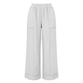 thumbnail image 7 of VEKDONE Womens Elastic Waist Palazzo Pants Casual Baggy Wide Leg Pants with Pockets Summer Lounge Straight Trousers White XXL, 7 of 7