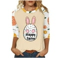 thumbnail image 3 of lcziwo Gifts for Mom Womens Easter Shirts Fashion 3D Bunny Rabbit Print Tshirts Loose Casual Round Neck 3/4 Sleeve Tops 2025 T-Shirt Vacation Outfits Khaki L, 3 of 6