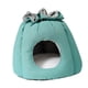 thumbnail image 3 of Cama de felpa para gatos con cordón ajustable, nido lavable, cómoda y cálida para dormir. Verde, 3 of 9