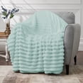 thumbnail image 4 of CBCHome Jumbo Velvet Plush Wide Ribbed Throw Blanket - Super Soft, Warm, Cozy Fluffy Throw for Couch, Bed, Sofa - All Season Décor (Blue Surf, 50" x 60"), 4 of 9