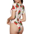 thumbnail image 3 of Naloa Strawberry Floral Women's Short-Sleeved Onesie, One-Piece Swimsuit for Parties, dates, clubs - Medium, 3 of 9
